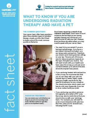 What to Know if You Are Undergoing Radiation and Have a Pet fact sheet image