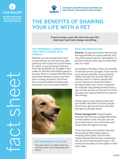 Benefits of Sharing Your Life With a Pet icon of fact sheet
