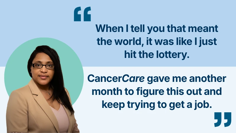 CancerCare client Benetta with quote
