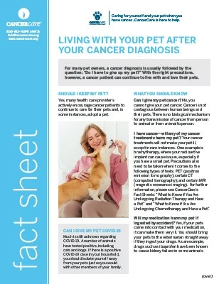 Living With Your Pet After Your Cancer Diagnosis fact sheet image